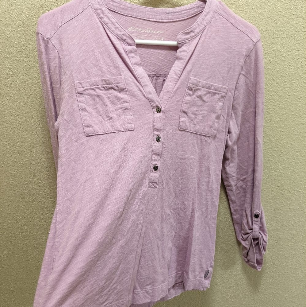 Eddie Bauer Lavender 3/4th Sleeve Blouse